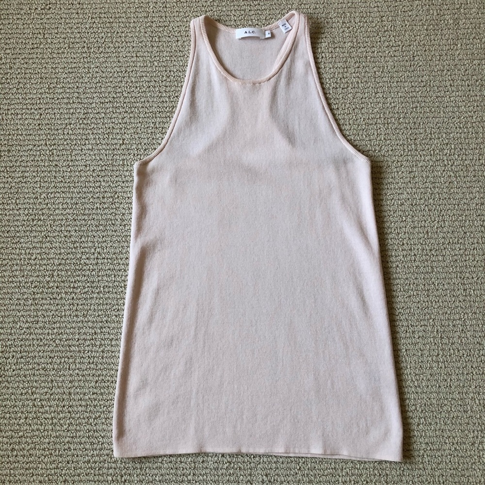 A.L.C. Ribbed Racerback Tank Top Light Pink Size Small - Picture 4 of 10